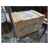 ANHEUSER BUSCH LIFT TOP ADV. WOOD CRATE