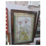 FRAMED SINGLE SIDED PAINTED GLASS WINDOW