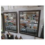 PAIR NICE FRAMED BEVELED WALL MIRRORS