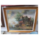 GOLD ORNATE FRAMED ARTIST SIGNED OIL ON CANVAS