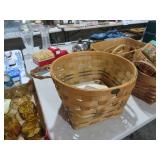 LRG PETERBORO LEATHER HANDLE BASKET