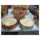 COLL. HANDPAINTED APPLE & FLOWER MOTIF BASKETS