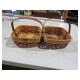 (2) PETERBORO RED/GRN BANDED WOVEN BASKETS