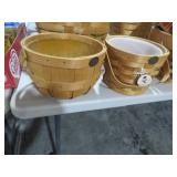 (2) PETERBORO WOVEN BASKETS W/ PLANTER INSERTS
