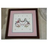 VTG DUCK CROSS STITCH FRAMED