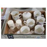 VTG INTERNATIONAL STONEWARE MUGS, SUGAR, CREAMER