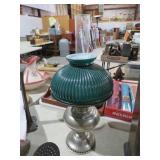 VTG RAYO OIL LAMP W/ GLASS SHADE & STACK