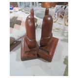 PAIR MID CENTURY WOOD ACORN BOOKENDS