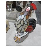 LEADED GLASS ROOSTER TABLE LAMP
