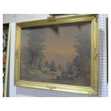 GOLD ORNATE FRAMED SCENIC PAINTING