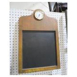 WOOD FRAMED CHALKBOARD W/ CLOCK