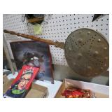 BASS WOOD HANDLE COPPER BED WARMER