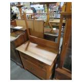 ANTIQUE OAK 2DWR / 2DR WASHSTAND W./TOWEL BAR