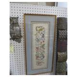 FRAMED EMBROIDERED MOTIF TAPESTRY