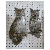 1969 PAIR UNIQUE METAL WALL OWLS