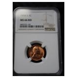 1954 S LINCOLN CENT GRADED NGC MS66RD