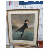 FRAMED VTG PRINT MAN SKATING