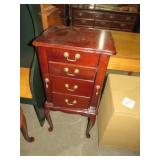 CHERRY FINISH 2 DWR/ 2DR LIFT TOP JEWELRY CABINET