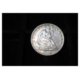 1858 O SEATED LIBERTY HALF DOLLAR 90%