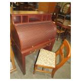 CHERRY FINISH 1 DWR ROLL UP DESK W/ CHAIR