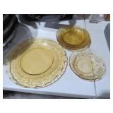 COL. OF FEDEARL GLASS PATRICIAN AMBER PLATES BOWL