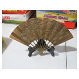 LEONARD SILVER CO. SOLID BRASS ASIAN FAN W/ EASEL