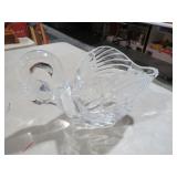 HEAVY CRYSTAL SWAN DISH