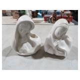 PAIR MADONNA CERAMIC PLANTERS