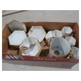 B&CO GOLD TRIM TEACUPS & SAUCERS