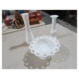 MILKGLASS COMPOTE & VASES