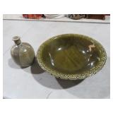 McCOY AVOCADO BOWL #7516 W/ POTTERY VASE