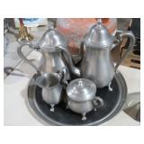 VINTAGE METAL COFFEE SET WIH SUGAR & CREAMER