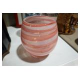 GLASS DOLPHINS & ART GLASS VASE & MARIGOLD BOWL