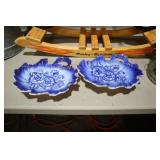PAIR DEEP BLUE STAFFORDSHIRE BOWLS