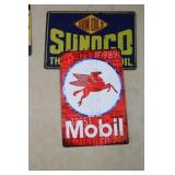 SUNOCO & MOBIL TIN ADV SIGNS - 12X8, 8X12