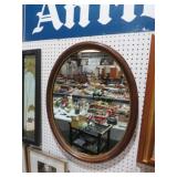 WOOD FRAMED OVAL WALL MIRROR