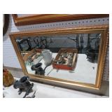 GOLD ORNATE FRAMED BEVELED WALL MIRROR