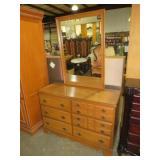SOLID WOOD 6 DWR DRESSER W/ MIRROR