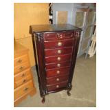 CHERRY FINISH 7 DWR JEWELRY CABINET