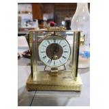 VINTAGE SETH THOMAS BRASS GLASS MANTLE CLOCK