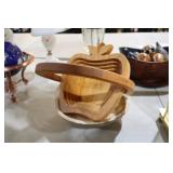 WOOD BOWL & WOOD CARVED APPLE BASKET