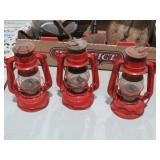 (3) SMALL RED BARN LANTERNS