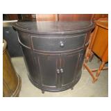 BLACK DISTRESSED 1DWR/2DR HALF MOON CABINET