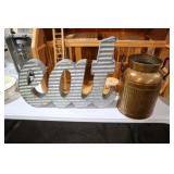 COPPER CLAD CREAM CAN & METAL EAT SIGN