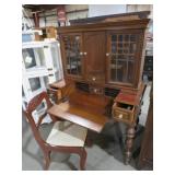 ANTIQUE CHERRY FINISH 2 PC DROP FRONT SECRETARY DE