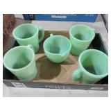 VTG FIREKING JADEITE MUGS & CREAMER