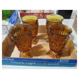 INDIANA GLASS AMBER MT. VERNON WATER GOBLETS