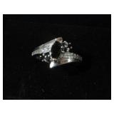 LADIES STERLING SILVER 925 BLACK SAPHIRE RING