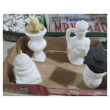 COLLECTION OF MILK GLASS PERFUME BOTTLES