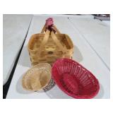 PETERSBORO WOVEN HANDLE BASKET W/ (2) BASKET TRAYS